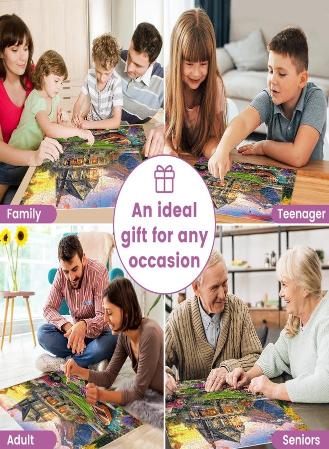 VOLUVOLU 1000 Piece Puzzles for Adults, Autumn Landscape Jigsaw Puzzle, Villa and Dog Jigsaw Puzzles 1000 Pieces, Challenging Game Home Decor Birthday Party Gift Toy for Adults Kids Seniors, 28×20 in - Image 5